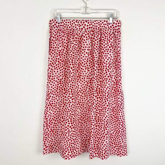 Vintage Midi Skirt 80s Polka Dot Pleated Flat Waistband Full A Line 1980s Flowy - Picture 3 of 10
